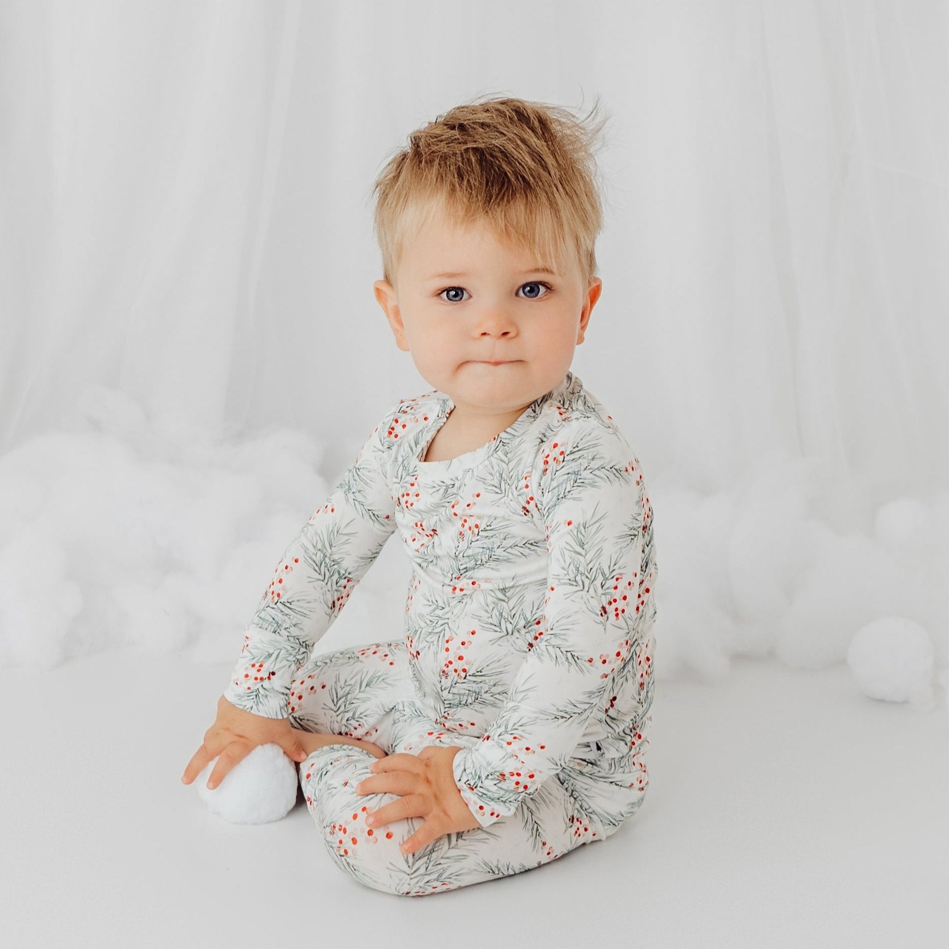 Footless Sleeper in Holly Branches - Bright Earth Apparel