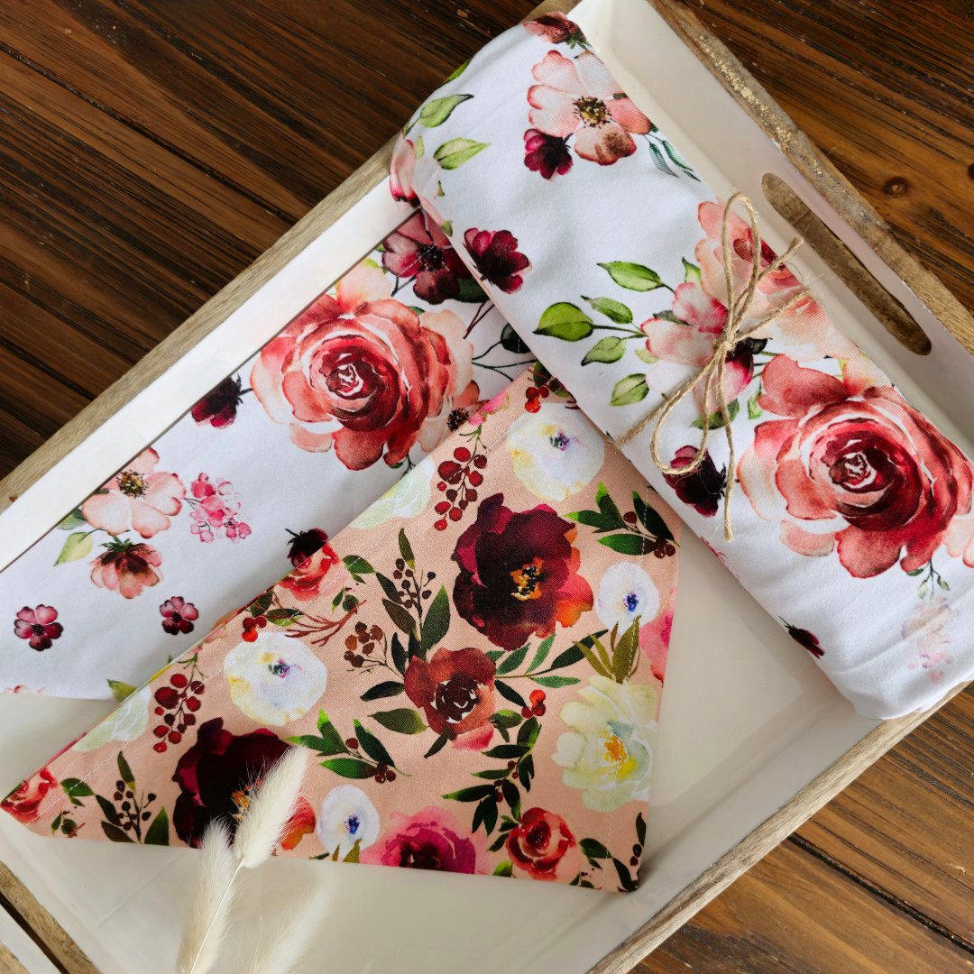 Pet Bandana in Peonies - Bright Earth Apparel
