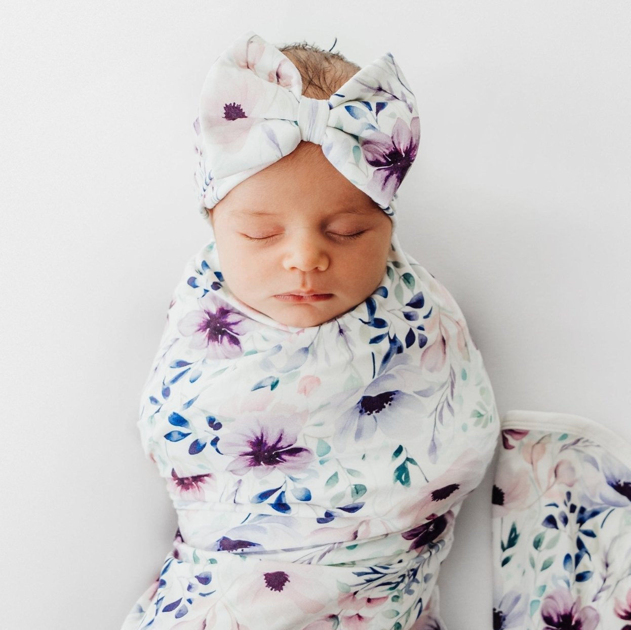 Swaddle Blanket in Purple Floral - Bright Earth Apparel