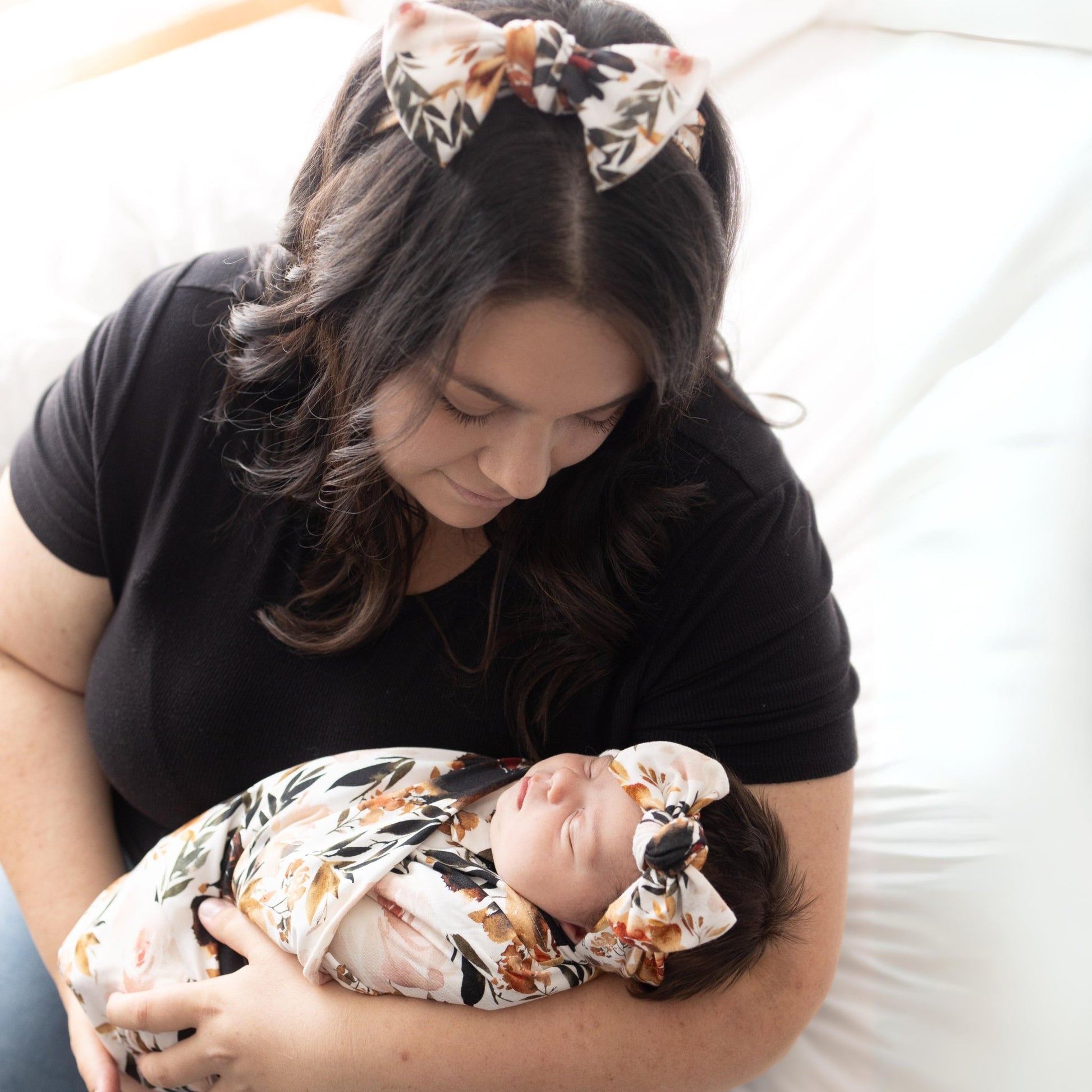 Swaddle Blanket in Rust Floral - Bright Earth Apparel