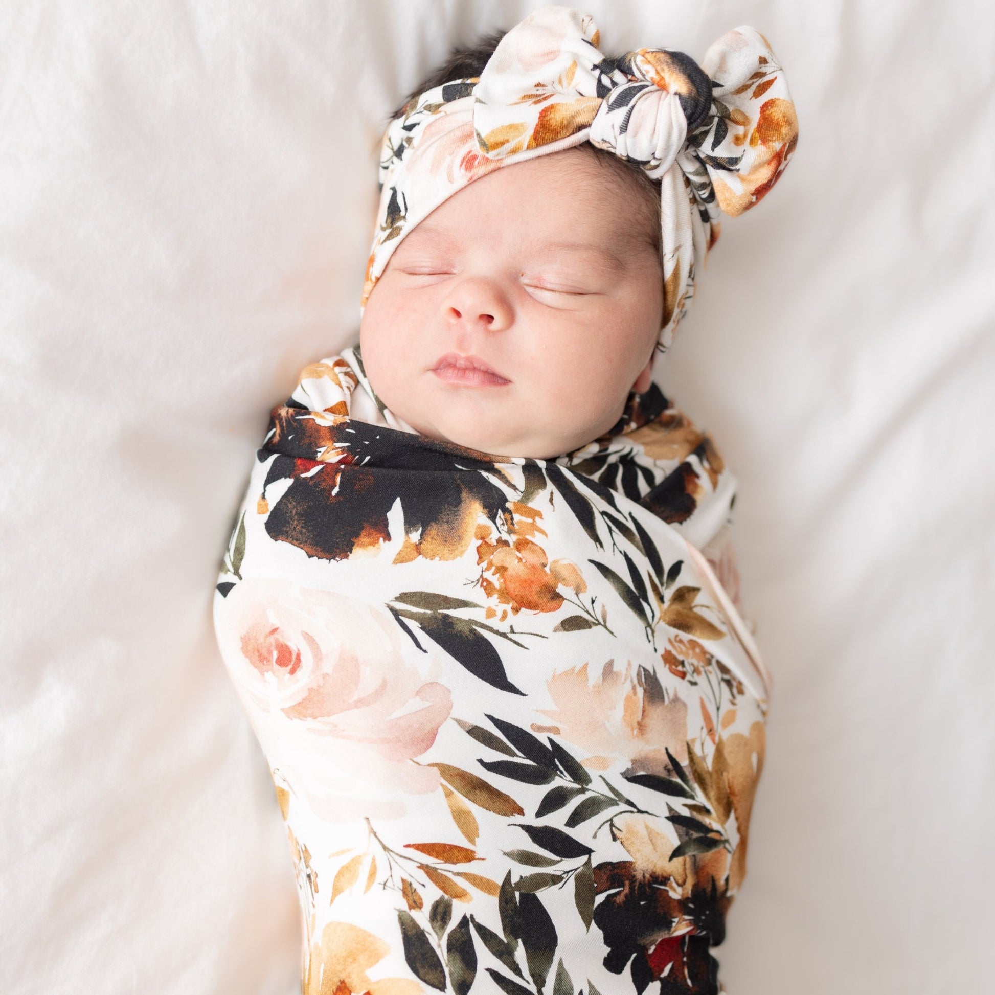 Swaddle Blanket in Rust Floral - Bright Earth Apparel
