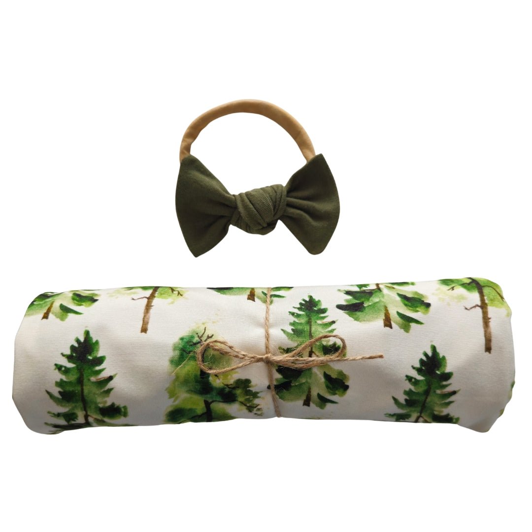 Swaddle Set in Pine Trees - Bright Earth Apparel