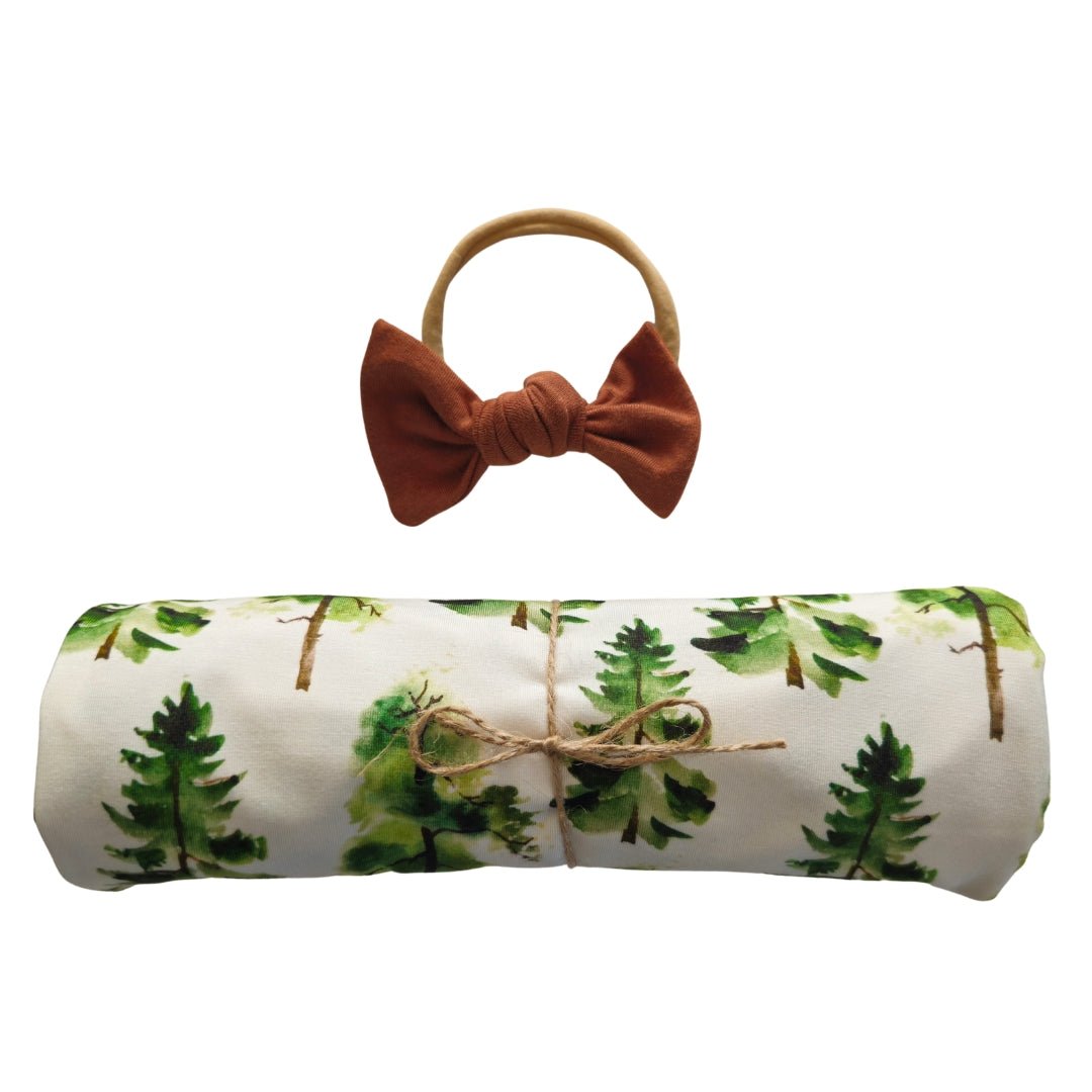 Swaddle Set in Pine Trees - Bright Earth Apparel
