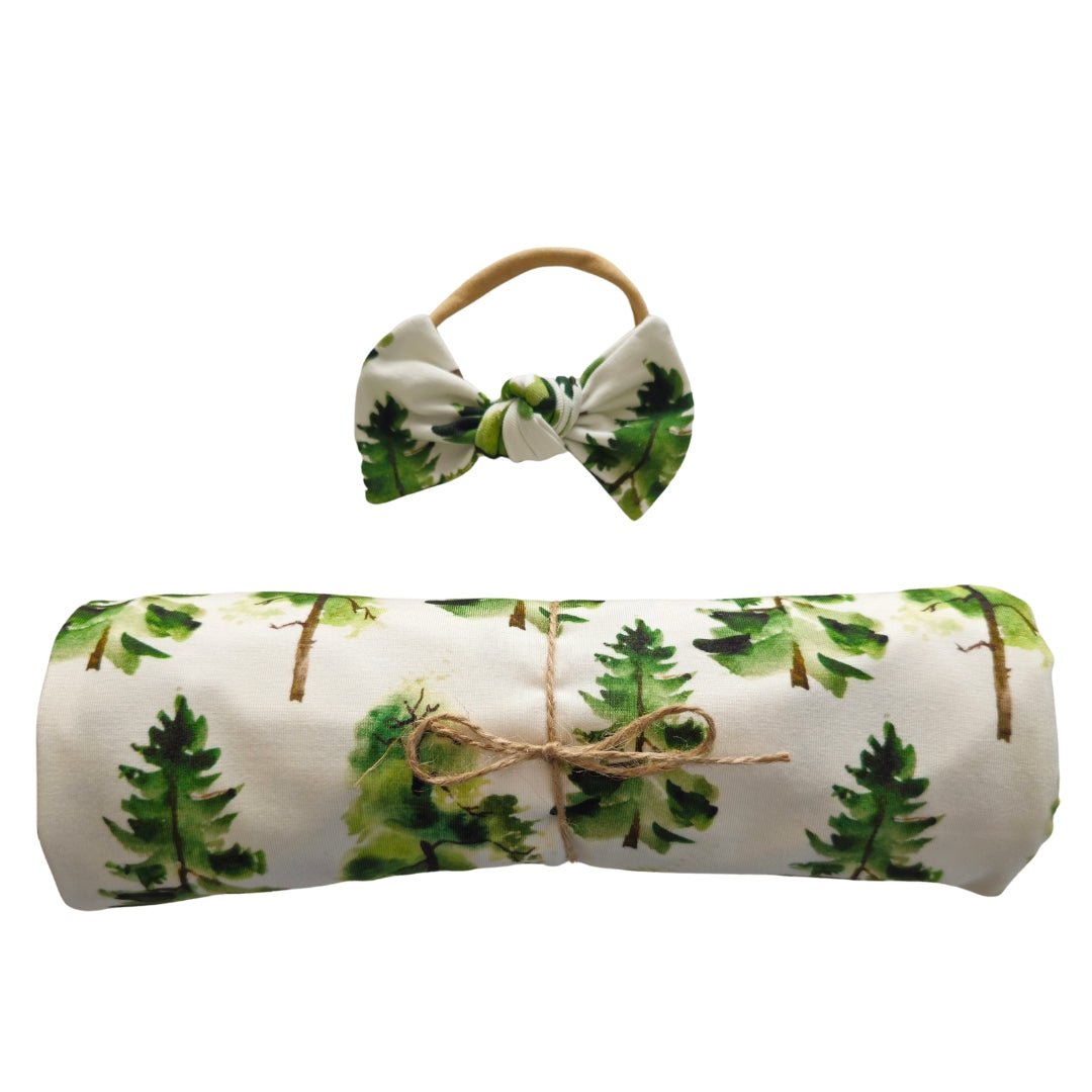 Swaddle Set in Pine Trees - Bright Earth Apparel