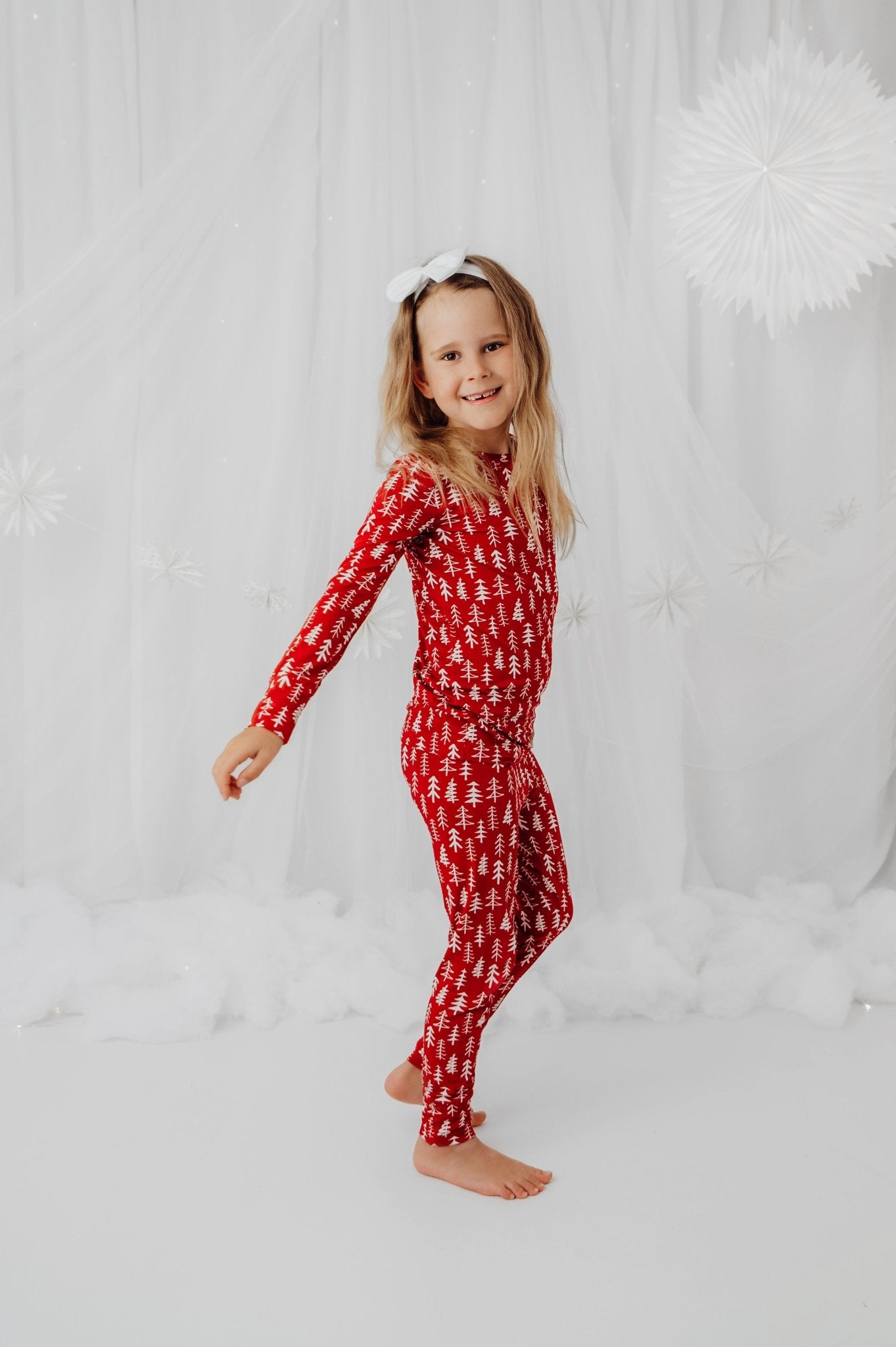 Two Piece Pajamas in Holiday Trees - Bright Earth Apparel