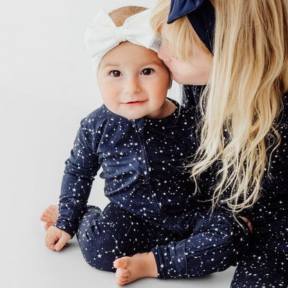 baby matching family bamboo romper constellation print soft baby outfit with headband
