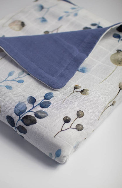 Baby Blanket in Twig Branches - Blue - Bright Earth Apparel