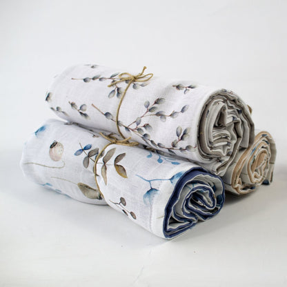 Baby Blanket in Twig Branches - Blue - Bright Earth Apparel