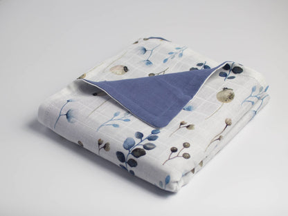 Baby Blanket in Twig Branches - Blue - Bright Earth Apparel