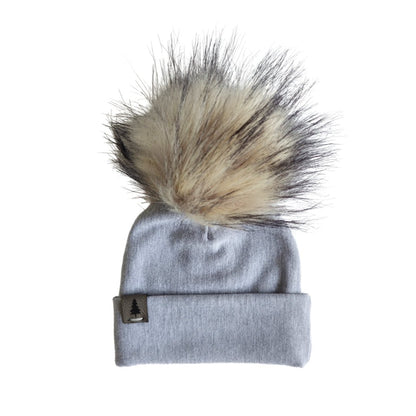 Baby Pompom Toque in Grey - Bright Earth Apparel