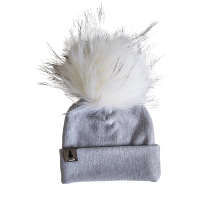 Baby Pompom Toque in Grey - Bright Earth Apparel