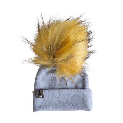 Baby Pompom Toque in Grey - Bright Earth Apparel