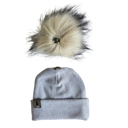 Baby Pompom Toque in Grey - Bright Earth Apparel