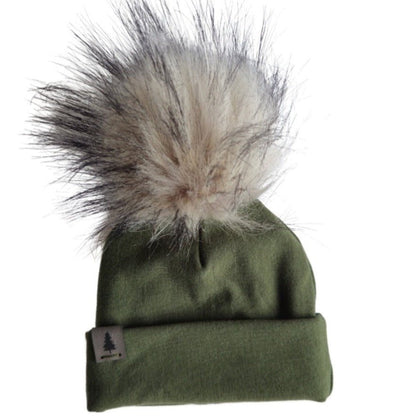 Baby Pompom Toque in Moss - Bright Earth Apparel