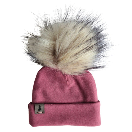 Baby Pompom Toque in Rose - Bright Earth Apparel