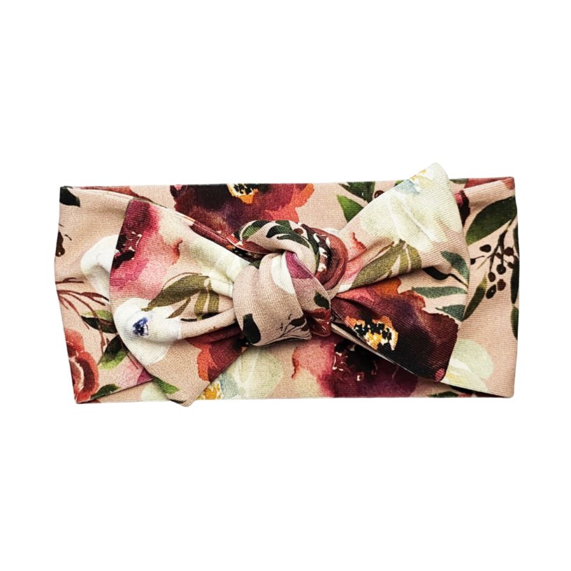 Fabric Bow in Peonies - Bright Earth Apparel