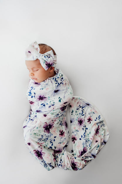 Fabric Bow in Purple Floral - Bright Earth Apparel