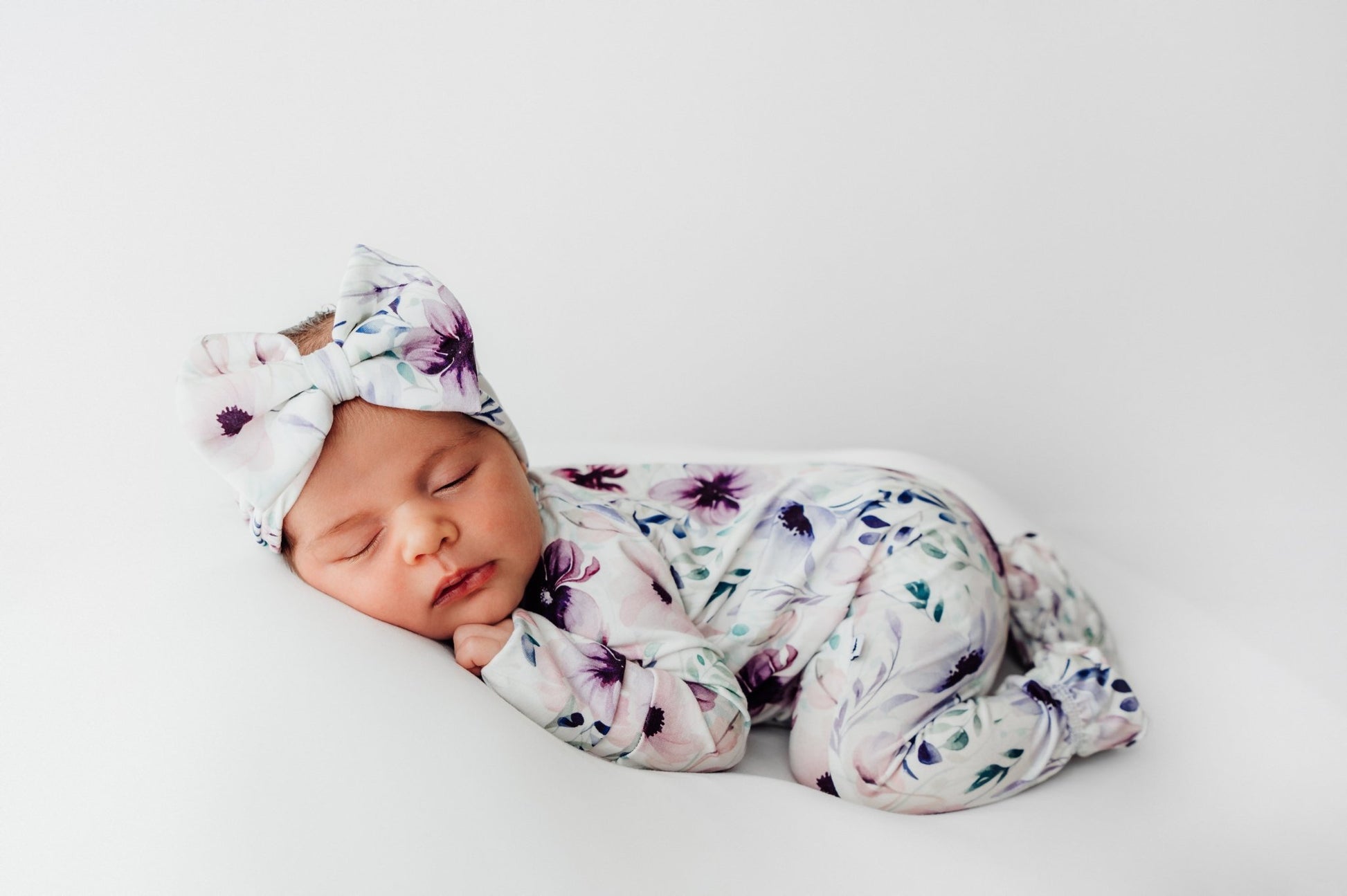 Fabric Bow in Purple Floral - Bright Earth Apparel