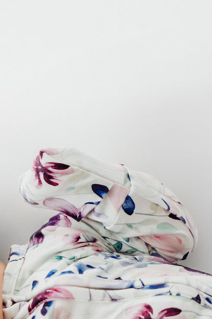 Footed Sleeper in Purple Floral - Bright Earth Apparel