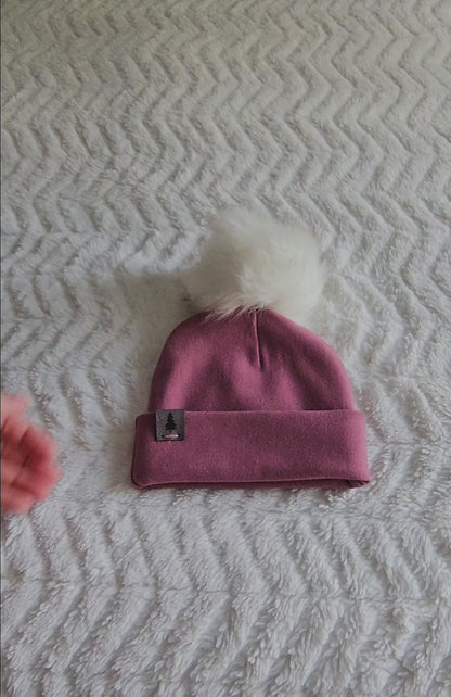 Baby Pompom Toque in Moss