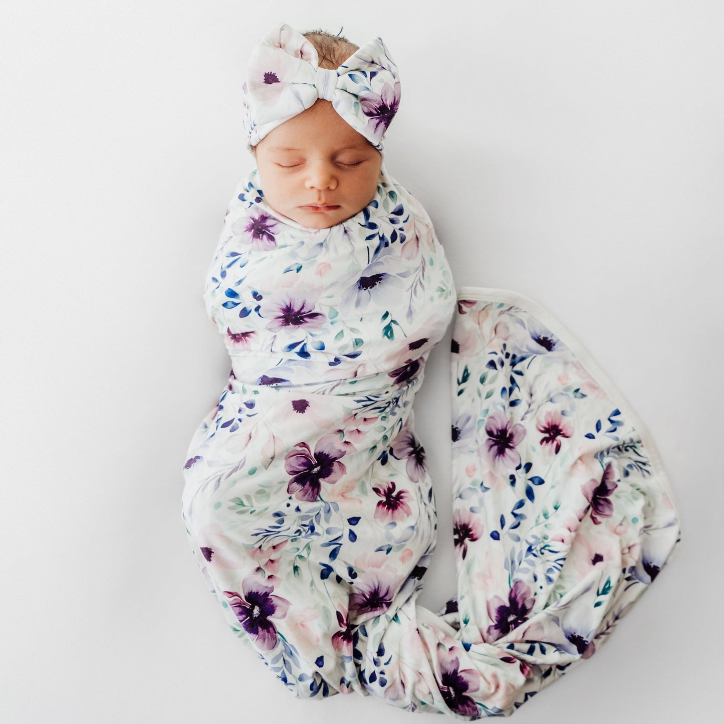 Swaddle Blanket in Purple Floral - Bright Earth Apparel