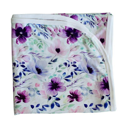 Swaddle Blanket in Purple Floral - Bright Earth Apparel