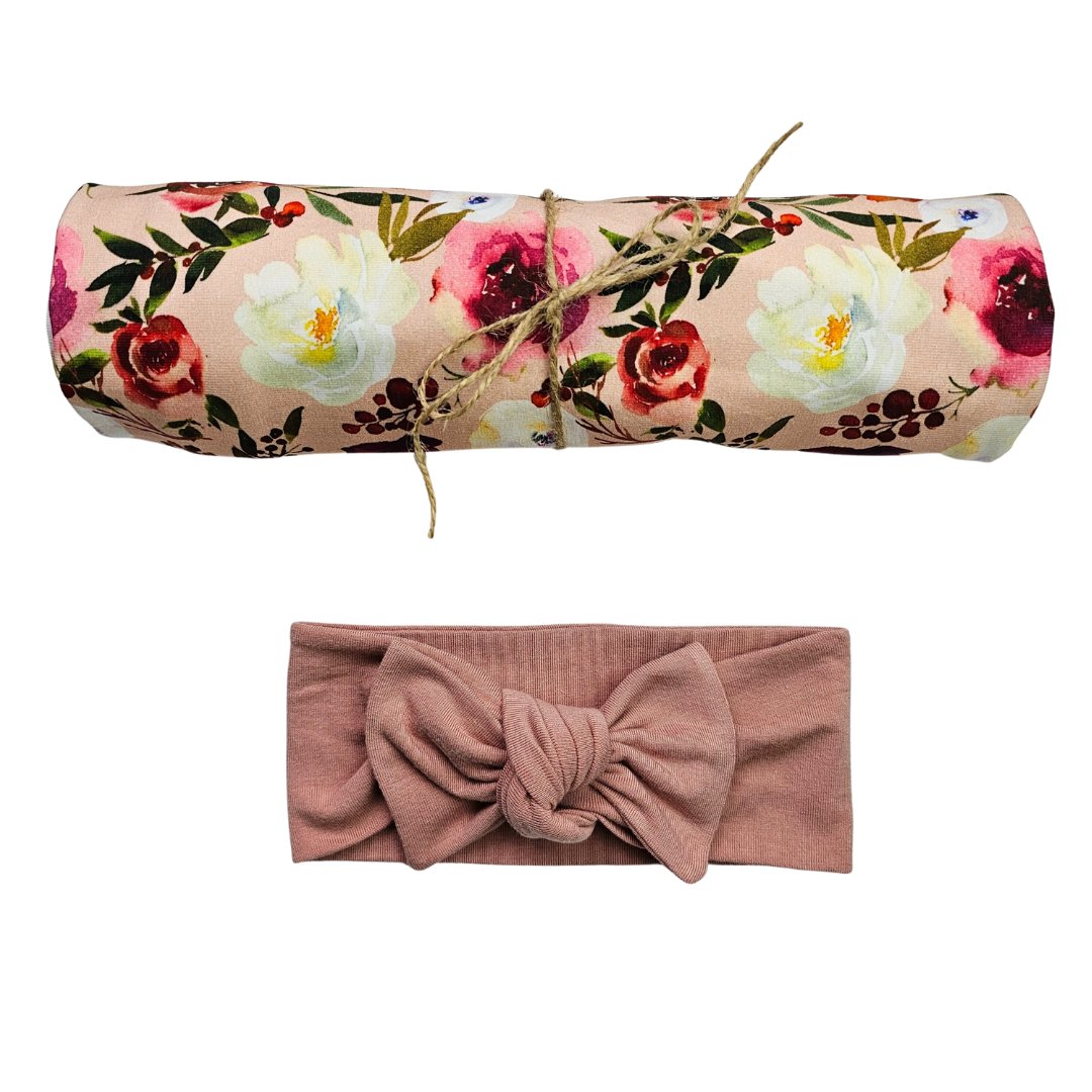 Swaddle Set in Peonies - Bright Earth Apparel