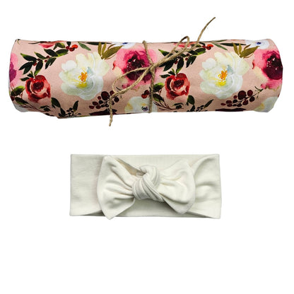 Swaddle Set in Peonies - Bright Earth Apparel