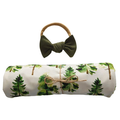 Swaddle Set in Pine Trees - Bright Earth Apparel