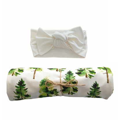 Swaddle Set in Pine Trees - Bright Earth Apparel