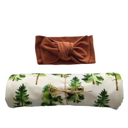 Swaddle Set in Pine Trees - Bright Earth Apparel