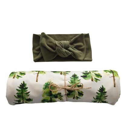 Swaddle Set in Pine Trees - Bright Earth Apparel