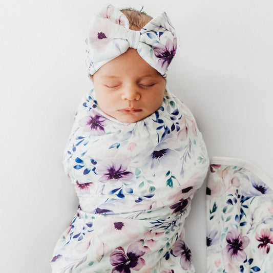 Swaddle Set in Purple Floral - Bright Earth Apparel