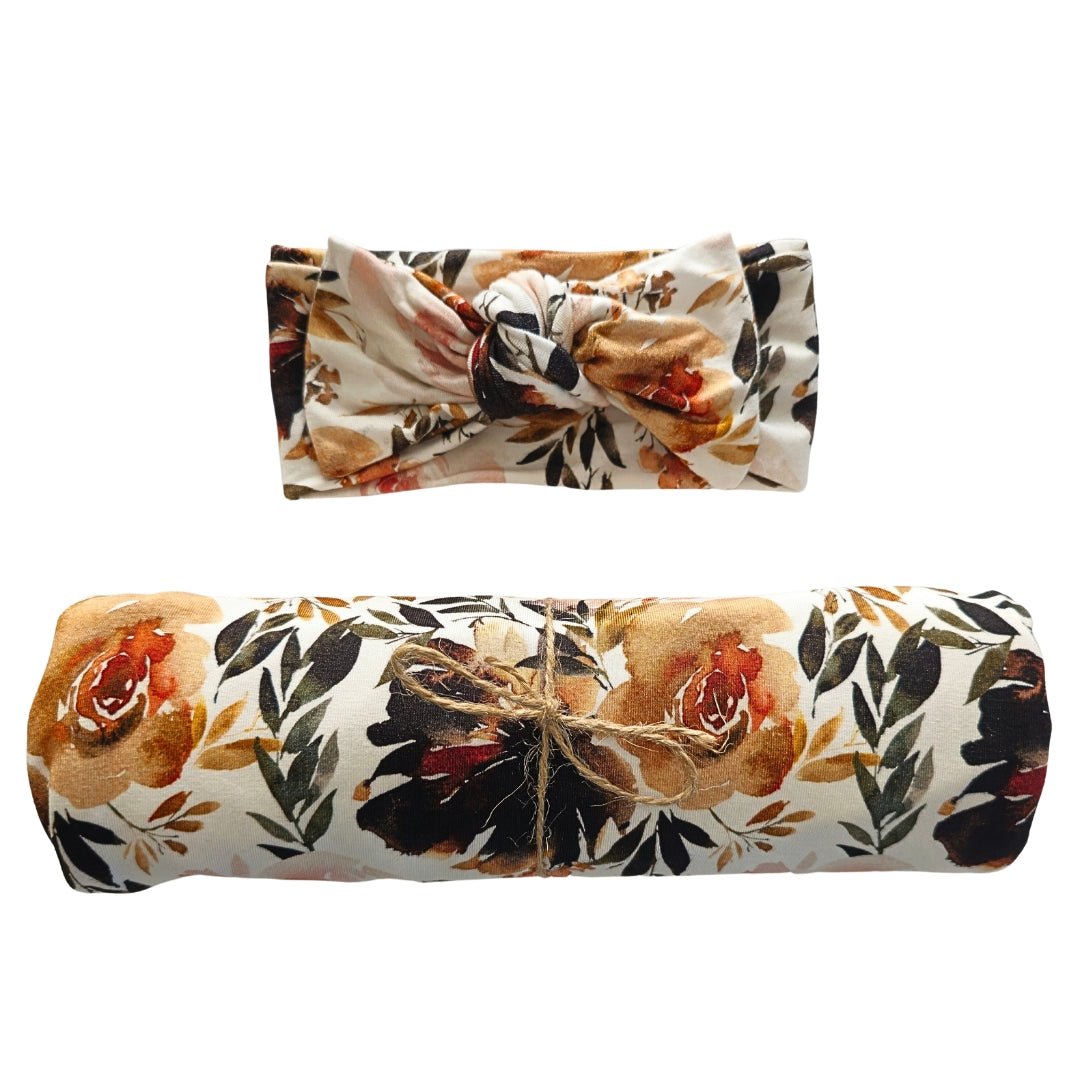Swaddle Set in Rust Floral - Bright Earth Apparel