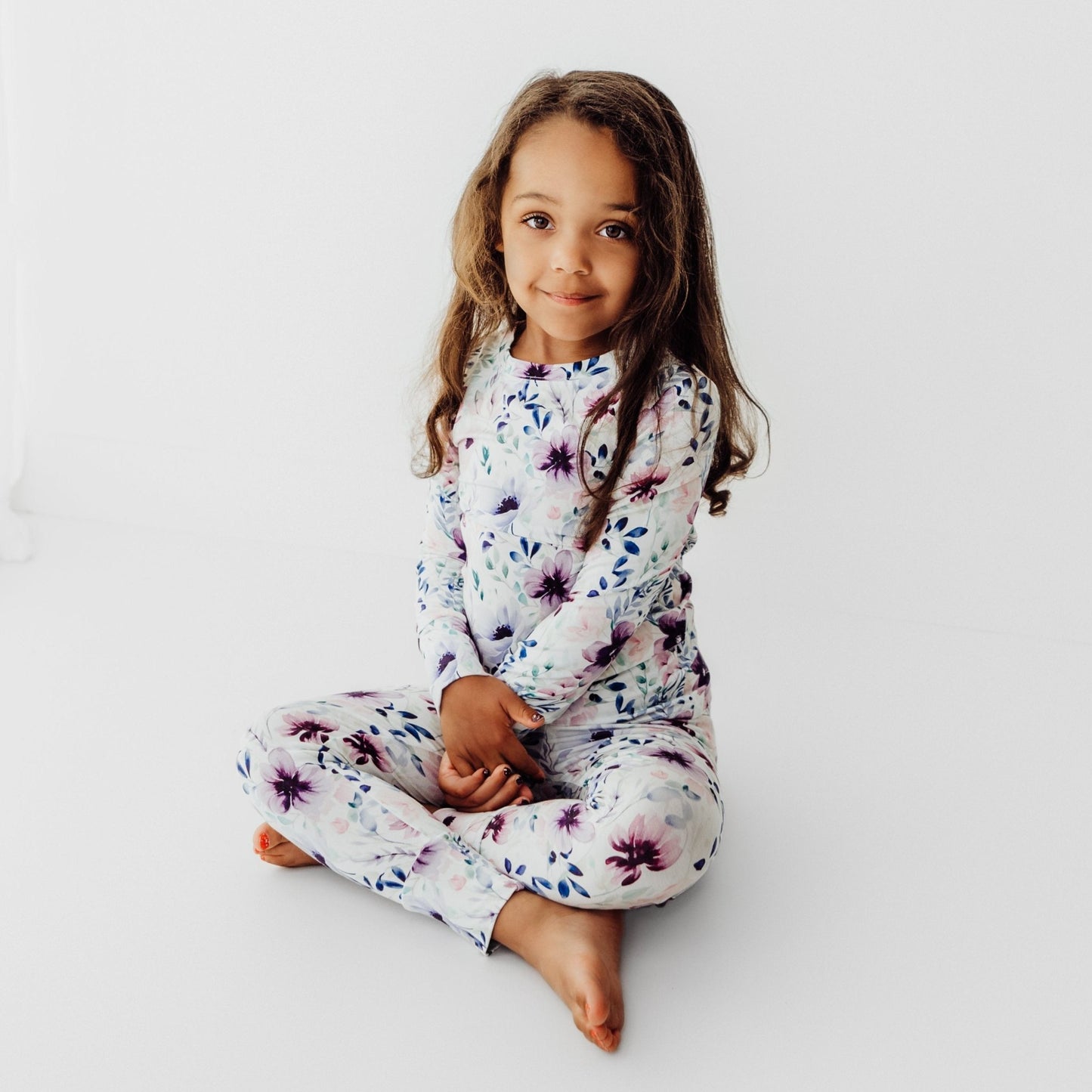 Two Piece Pajamas in Purple Floral - Bright Earth Apparel