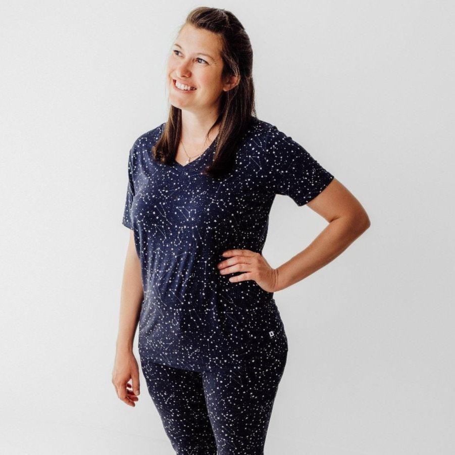 women’s matching family bamboo pajamas constellation print soft loungewear set