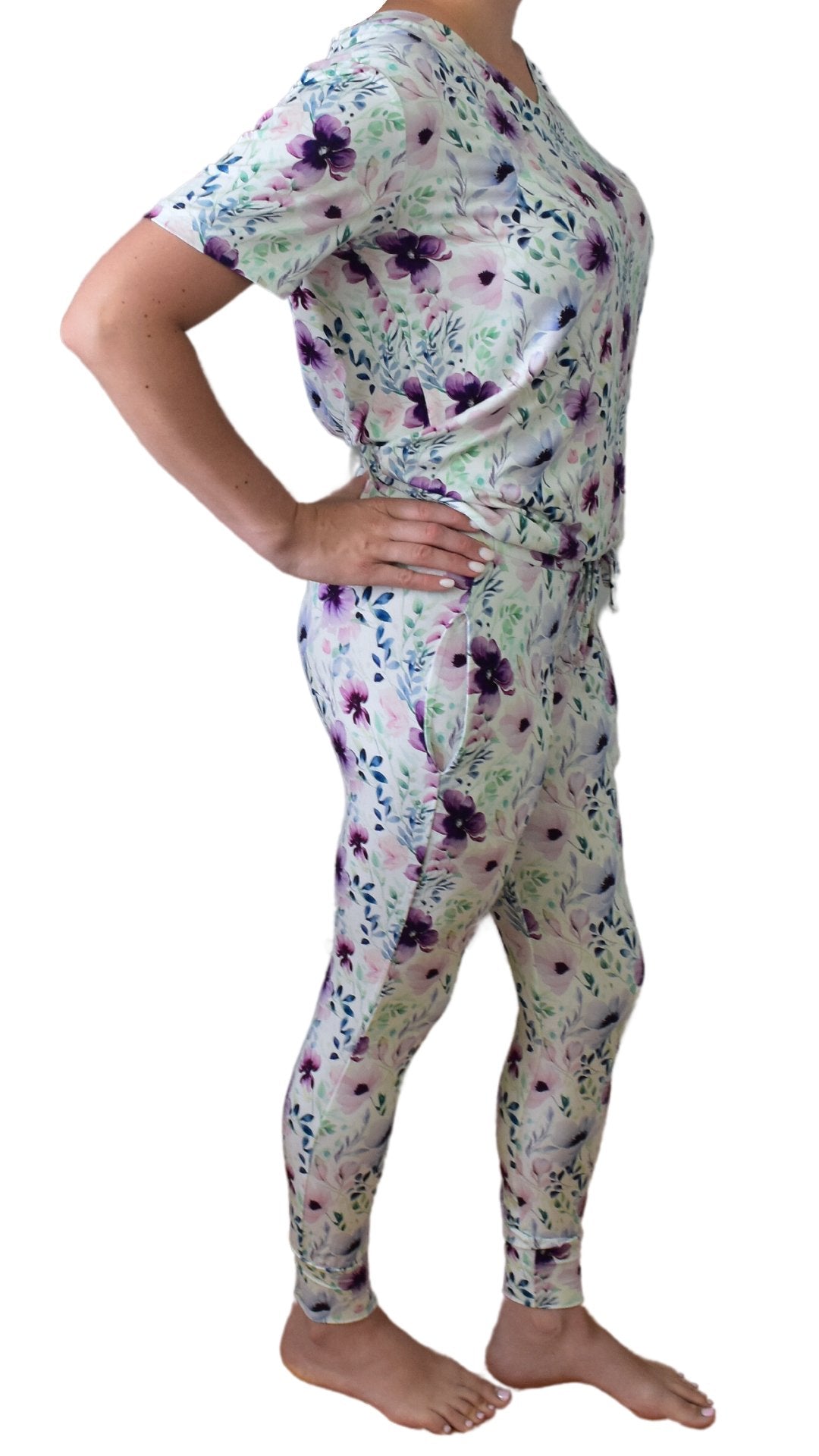 Women's Pajamas in Purple Floral - Bright Earth Apparel