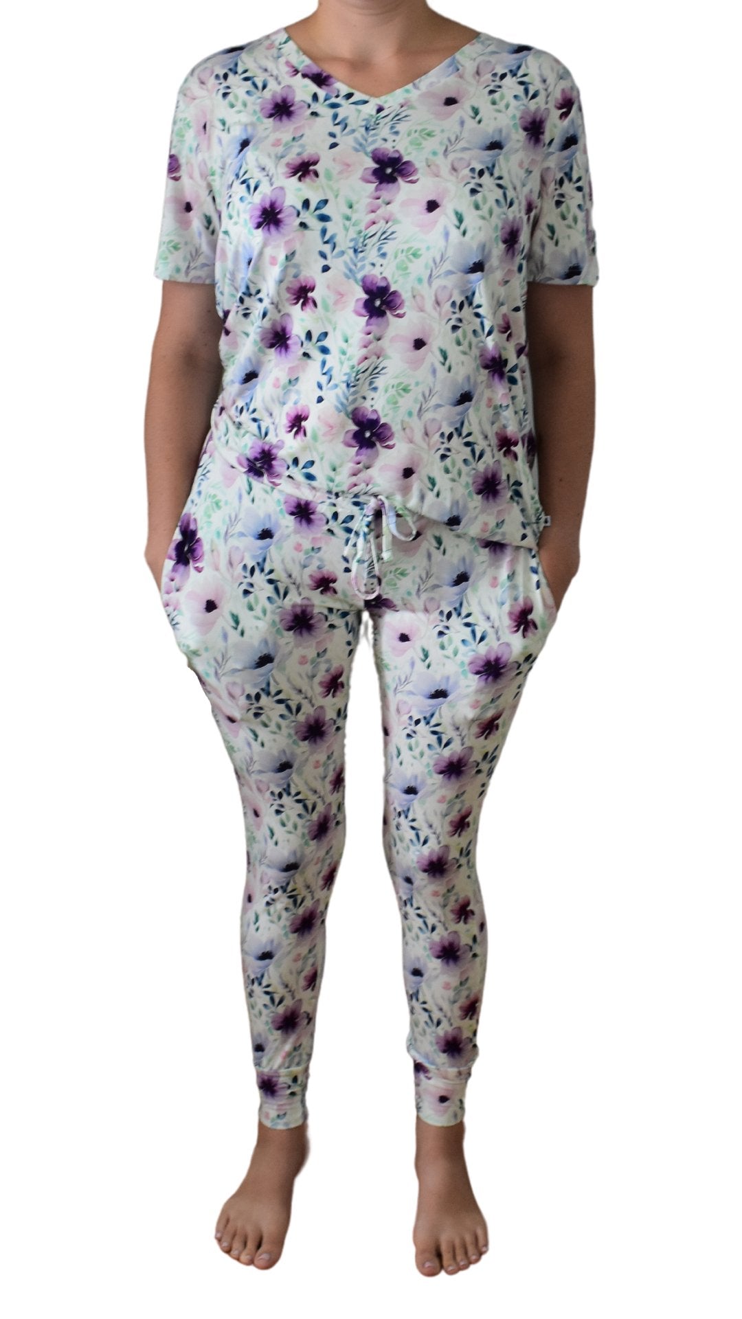 Women's Pajamas in Purple Floral - Bright Earth Apparel