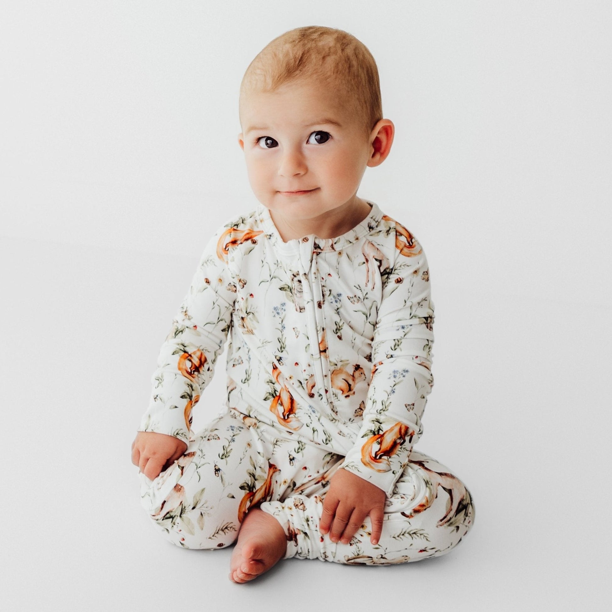 baby matching family bamboo romper woodland print soft baby outfit with headband or hat